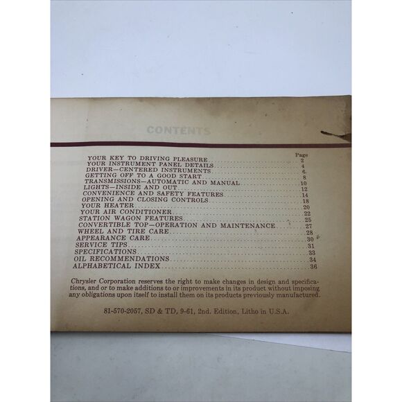 1962 Original Plymouth Owners Manual Guide. Vintage. Please Read - Picture 7 of 10